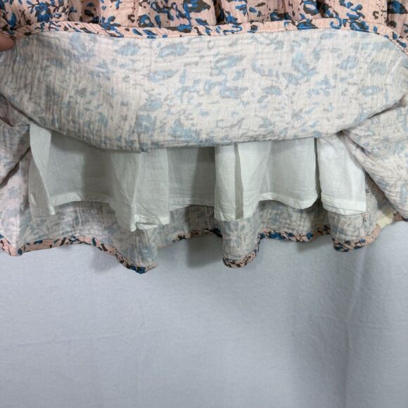 Cheeky Plum Pale Pink Blue Leaf Abstract Tassel Gauze Tunic Dress Girls 5T Lined - Picture 9 of 11